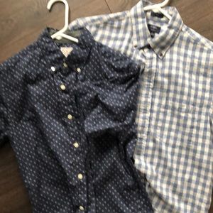 Two men’s size small J Crew short sleeve shirts.